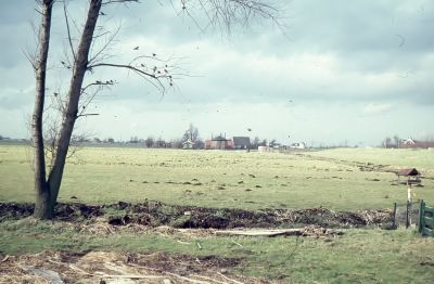 Vanaf het erf van Boas gezicht op de Amstelweg (boerderij Buys)
