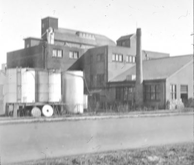 Meelfabriek "de Gaasp" (voorjaar 1946) 
Gezien vanaf de achterzijde langs de Provinciale weg. Op de voorgrond opslagtanks voor melasse (stroop van de suikerfabriek). Melasse werd gebruikt voor het persen van veekoeken.

