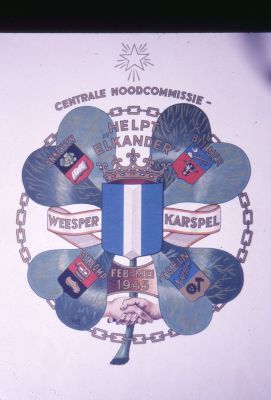 Ingevuld wapen van Weesperkarspel, "Centrale Noodcommissie 40/45"
