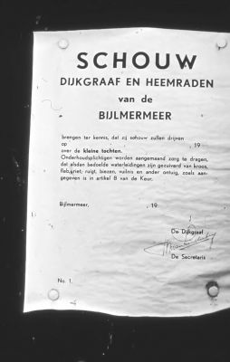 Schouwbord
Schouwbord aan een PEN paal (lichtmast) voor het huis van A. Mul.
