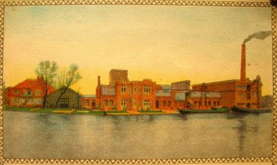 P. Sluis, fabriek pluimvee-, vee- en vogelvoeder 
Sfeervolle impressie van Koninklijke Sluisfabriek.
Keywords: Geinbrug;Driemond;Sluis,pluimvee;vee;vogel;voeder