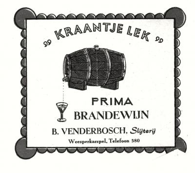 Kraantje Lek
'Kraantje Lek'; prima brandewijn!
Keywords: Geinbrug;Driemond;Zandpad;Café;Kraantje Lek;Venderbosch