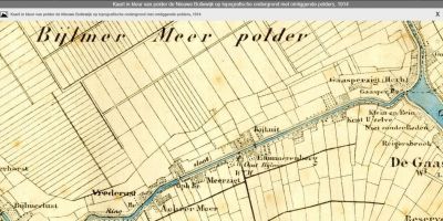 Niesing
Historische kaart waarop herberg 'Gaasperzigt' staat aangegeven. Deze bestond al sinds de 17de eeuw, aanvankelijk onder de naam 'De Hulk'. Later ging het 'Gaasperzigt' heten. Het café van Janus Niesing lag ongeveer op dezelfde plek, maar het is niet duidelijk of het een voortzetting was van (een deel van) de oude herberg. In 1934 werd het complex samen met wat andere woningen daar gesloopt i.v.m. de aanleg van de Provinciale weg. Niesing was toen al lang verhuisd naar de Lange Stammerdijk.
Keywords: Geinbrug;Driemond;Gaasperdam;Ringsloot;Niesing;hooi;stro;Lange Stammerdijk